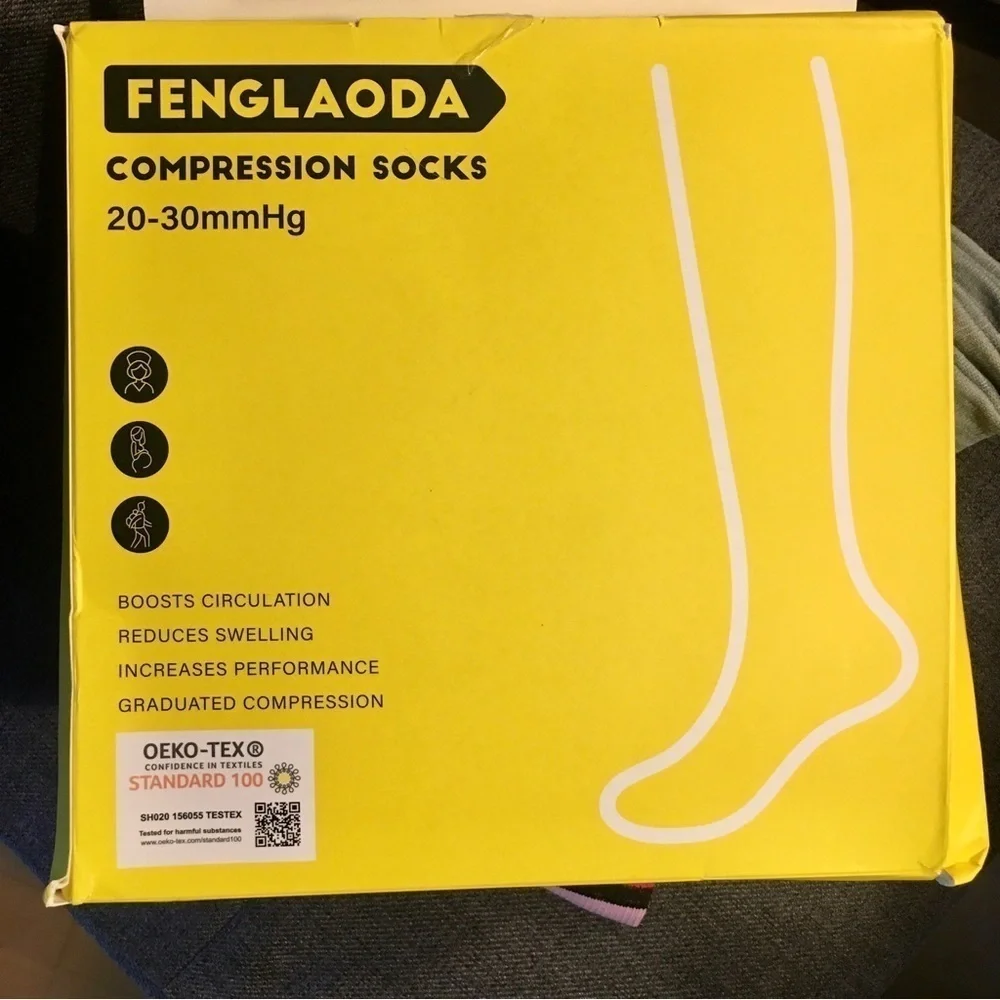 Colorful, Striped Compression Socks, 20-30mmHg compression (1 pair)